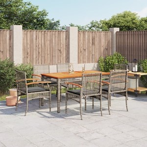 Maison exclusive - ensemble à manger de jardin et coussins 7 pcs gris rotin