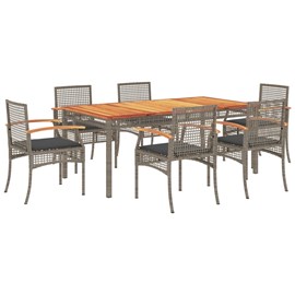 Maison exclusive - ensemble à manger de jardin et coussins 7 pcs gris rotin