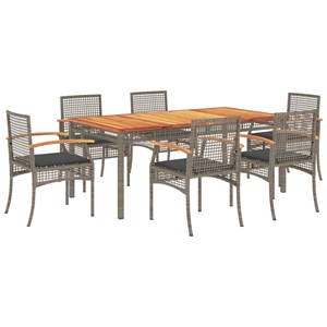 Maison exclusive - ensemble à manger de jardin et coussins 7 pcs gris rotin