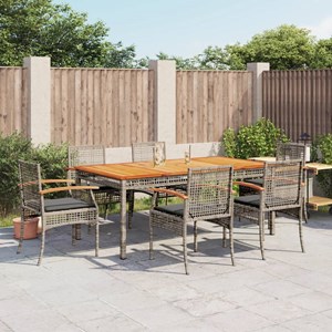 Maison exclusive - ensemble à manger de jardin et coussins 7 pcs gris rotin