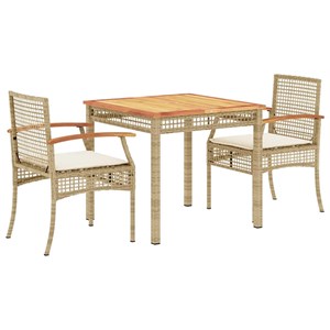 Maison exclusive - ensemble à manger de jardin et coussins 3 pcs beige poly roti