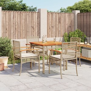 Maison exclusive - ensemble à manger de jardin avec coussins 5pcs beige poly rot