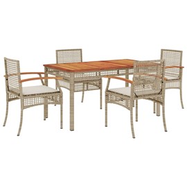 Maison exclusive - ensemble à manger de jardin avec coussins 5pcs beige poly rot
