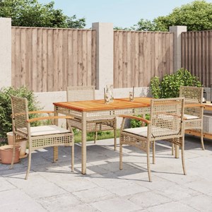 Maison exclusive - ensemble à manger de jardin avec coussins 5pcs beige poly rot