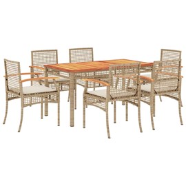 Maison exclusive - ensemble à manger de jardin et coussins 7 pcs beige poly roti