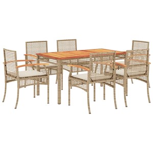 Maison exclusive - ensemble à manger de jardin et coussins 7 pcs beige poly roti