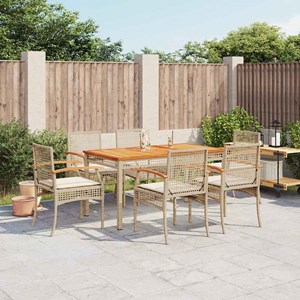 Maison exclusive - ensemble à manger de jardin et coussins 7 pcs beige poly roti