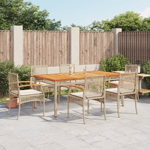 Maison exclusive - ensemble à manger de jardin et coussins 7 pcs beige poly roti
