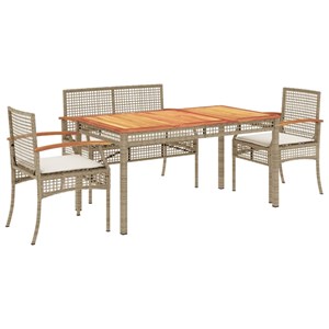 Maison exclusive - ensemble à manger de jardin coussins 4 pcs beige résine tress