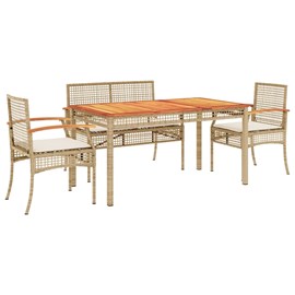 Maison exclusive - ensemble à manger de jardin avec coussins 5pcs beige poly rot