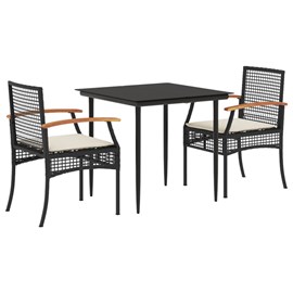 Maison exclusive - ensemble à manger de jardin avec coussins 3 pcs noir