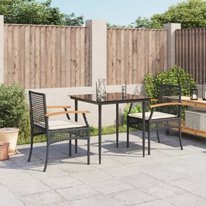 Maison exclusive - ensemble à manger de jardin avec coussins 3 pcs noir