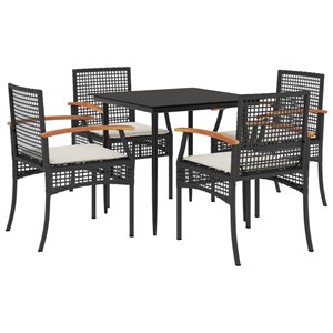 Maison exclusive - ensemble à manger de jardin coussins 5pcs noir résine tressée