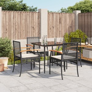 Maison exclusive - ensemble à manger de jardin coussins 5pcs noir résine tressée