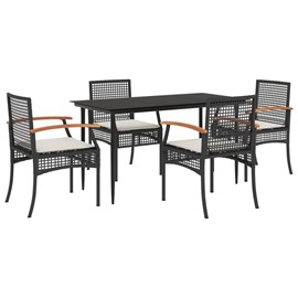 Maison exclusive - ensemble à manger de jardin coussins 5pcs noir résine tressée