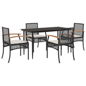 Maison exclusive - ensemble à manger de jardin coussins 5pcs noir résine tressée