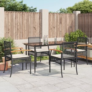 Maison exclusive - ensemble à manger de jardin coussins 5pcs noir résine tressée