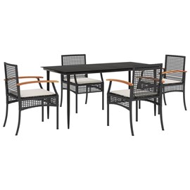Maison exclusive - ensemble à manger de jardin coussins 5pcs noir résine tressée