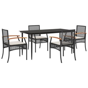 Maison exclusive - ensemble à manger de jardin coussins 5pcs noir résine tressée