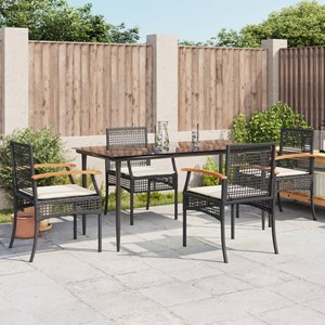 Maison exclusive - ensemble à manger de jardin coussins 5pcs noir résine tressée