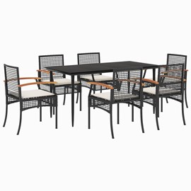 Maison exclusive - ensemble à manger de jardin coussins 7pcs noir résine tressée