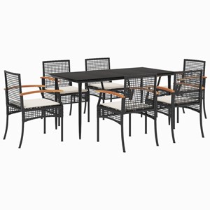 Maison exclusive - ensemble à manger de jardin coussins 7pcs noir résine tressée
