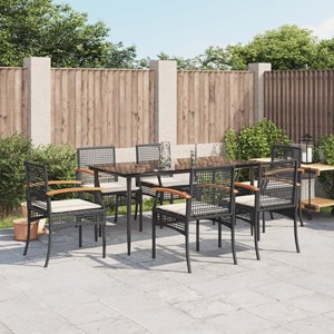 Maison exclusive - ensemble à manger de jardin coussins 7pcs noir résine tressée