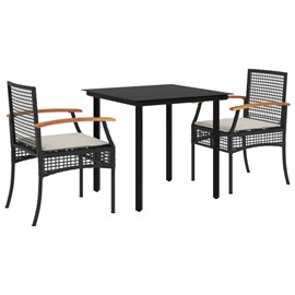 Maison exclusive - ensemble à manger de jardin avec coussins 3 pcs noir