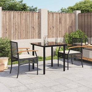 Maison exclusive - ensemble à manger de jardin avec coussins 3 pcs noir