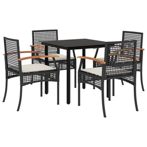 Maison exclusive - ensemble à manger de jardin coussins 5pcs noir résine tressée