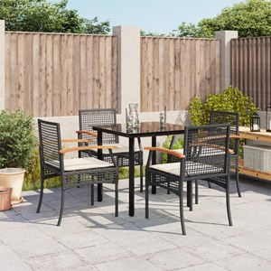 Maison exclusive - ensemble à manger de jardin coussins 5pcs noir résine tressée
