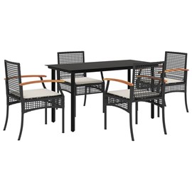 Maison exclusive - ensemble à manger de jardin coussins 5pcs noir résine tressée
