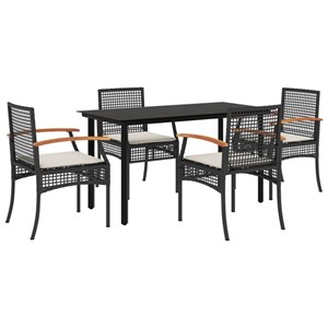 Maison exclusive - ensemble à manger de jardin coussins 5pcs noir résine tressée