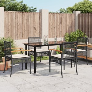 Maison exclusive - ensemble à manger de jardin coussins 5pcs noir résine tressée