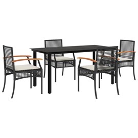 Maison exclusive - ensemble à manger de jardin coussins 5pcs noir résine tressée