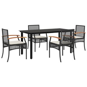 Maison exclusive - ensemble à manger de jardin coussins 5pcs noir résine tressée