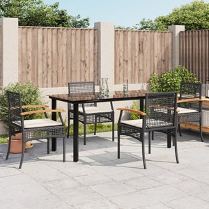 Maison exclusive - ensemble à manger de jardin coussins 5pcs noir résine tressée