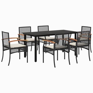 Maison exclusive - ensemble à manger de jardin coussins 7pcs noir résine tressée