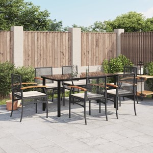 Maison exclusive - ensemble à manger de jardin coussins 7pcs noir résine tressée