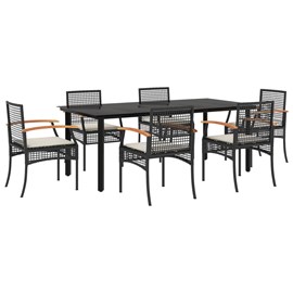Maison exclusive - ensemble à manger de jardin coussins 7pcs noir résine tressée