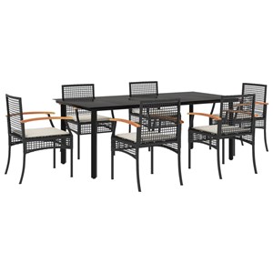 Maison exclusive - ensemble à manger de jardin coussins 7pcs noir résine tressée