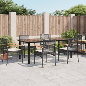 Maison exclusive - ensemble à manger de jardin coussins 7pcs noir résine tressée