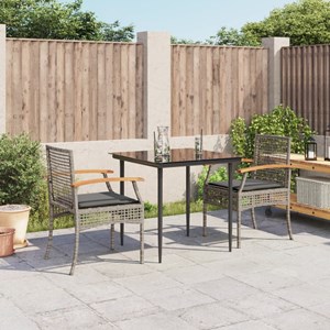 Maison exclusive - ensemble à manger de jardin 3 pcs coussins gris résine tressé