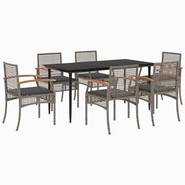 Maison exclusive - ensemble à manger de jardin et coussins 7 pcs gris rotin