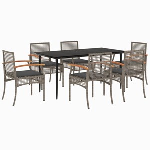 Maison exclusive - ensemble à manger de jardin et coussins 7 pcs gris rotin