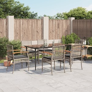 Maison exclusive - ensemble à manger de jardin et coussins 7 pcs gris rotin