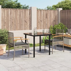 Maison exclusive - ensemble à manger de jardin 3 pcs coussins gris résine tressé