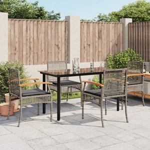 Maison exclusive - ensemble à manger de jardin 5 pcs coussins gris résine tressé
