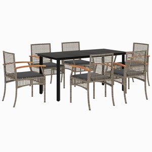 Maison exclusive - ensemble à manger de jardin et coussins 7 pcs gris rotin