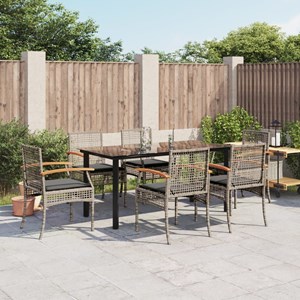 Maison exclusive - ensemble à manger de jardin et coussins 7 pcs gris rotin